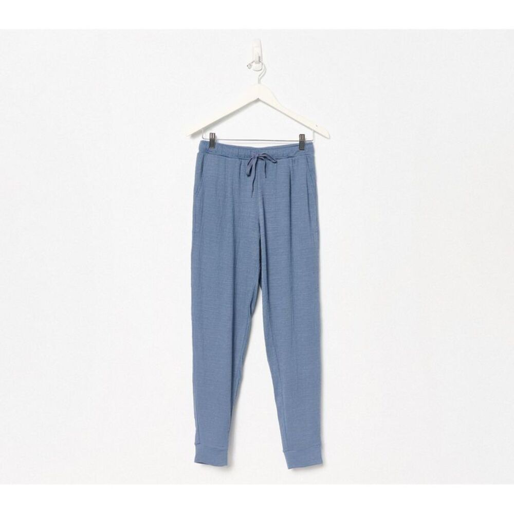 Cuddl Duds Women's Pants Sz M Slub Knit Tapered Pant Blue A694398